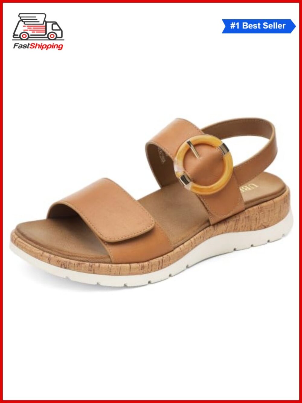 Women's Low Wedge Walking Sandals with Arch Support Adjustable Straps